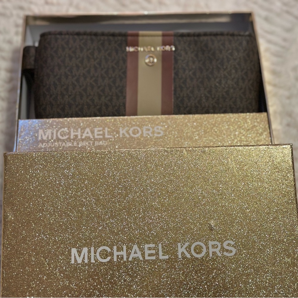 Michael Kors Gold and Brown Belt Bag